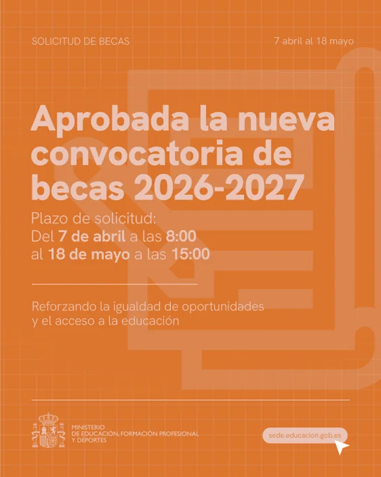 Aprobada a nova convocatoria para solicitar as bolsas por estudo do Ministerio de Educación para o curso 2026-27